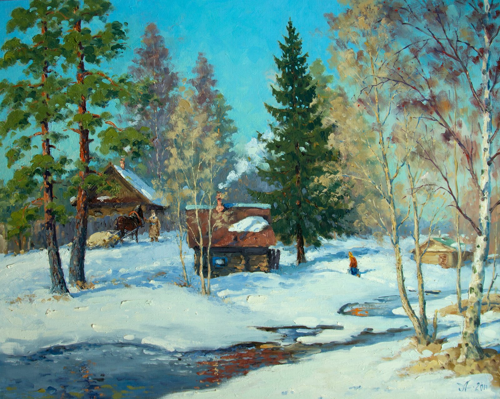 Ручей, Ганьково, Александр Александровский — Масло, холст, 61 × 76 см