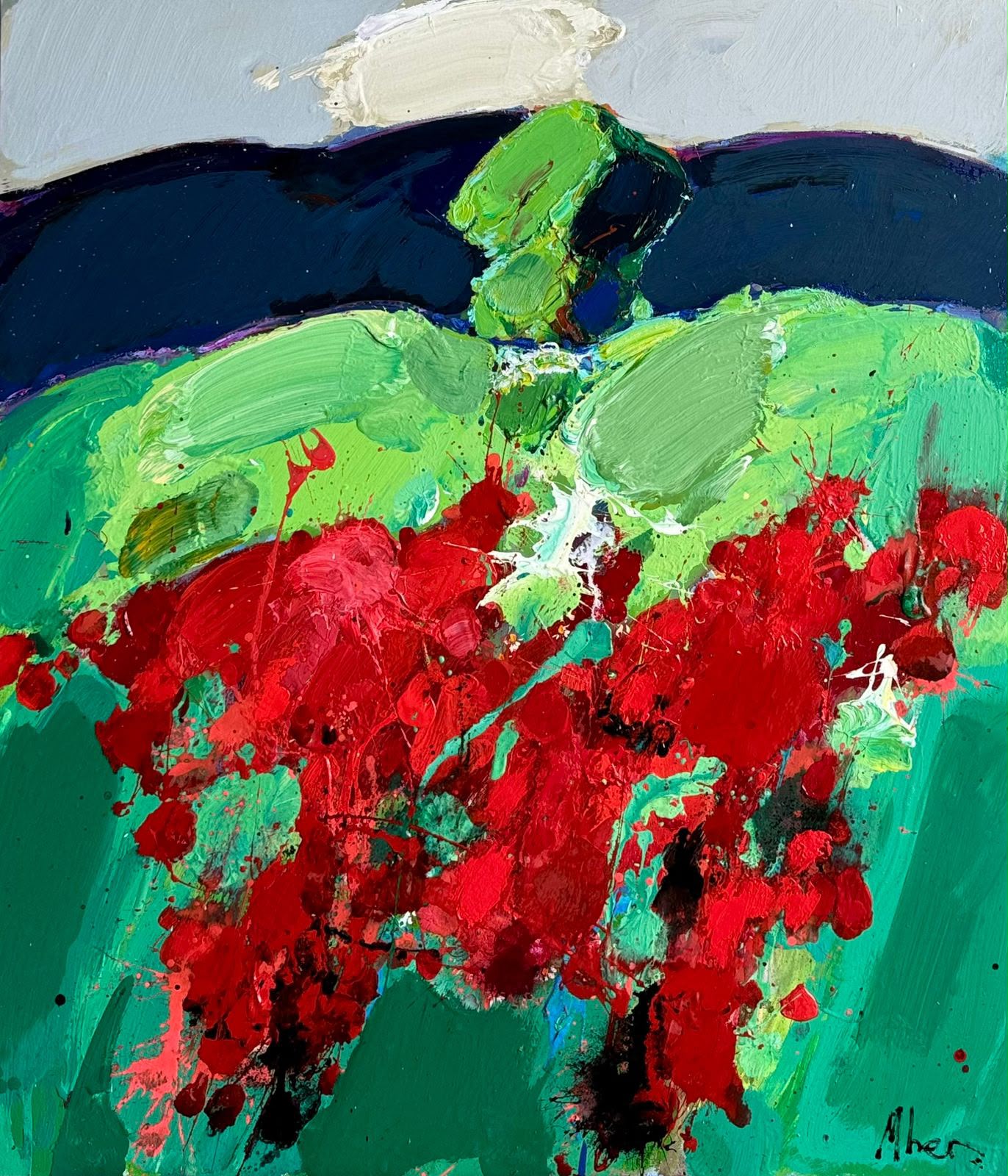 Маковое поле, Мгер Чатинян — Масло, холст, 70 × 60 см