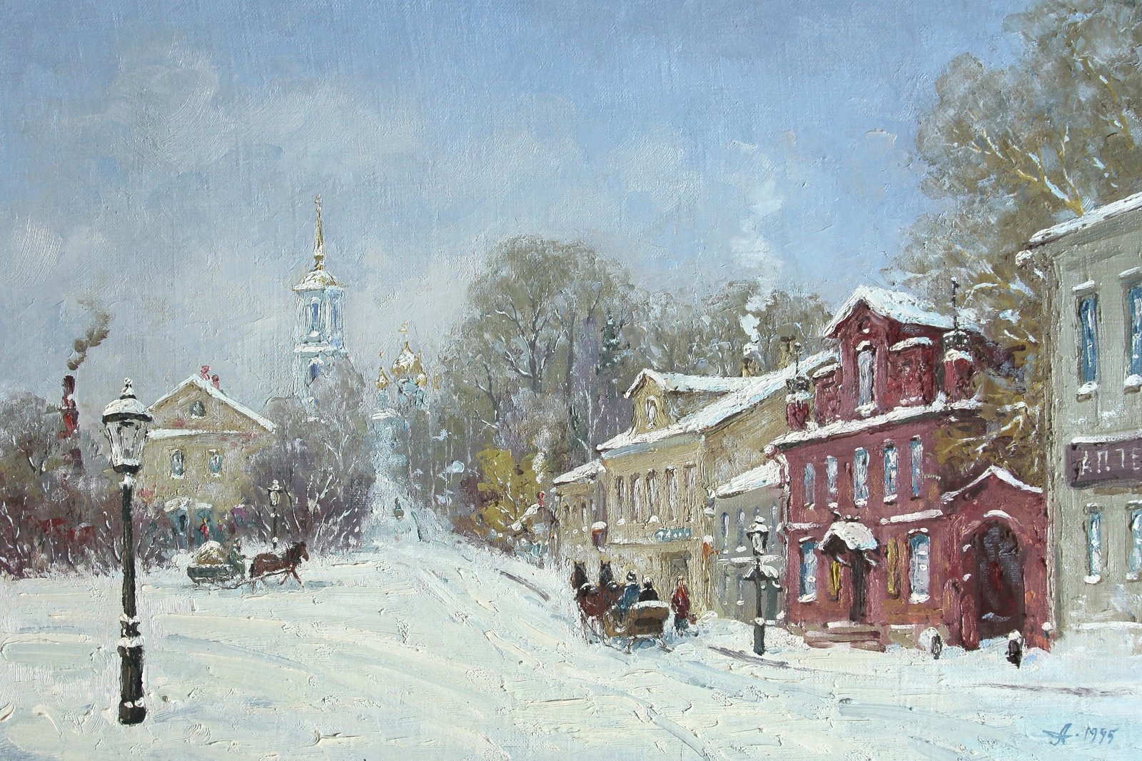 Торжковская улица, Александр Александровский — Масло, холст, 39 × 59 см
