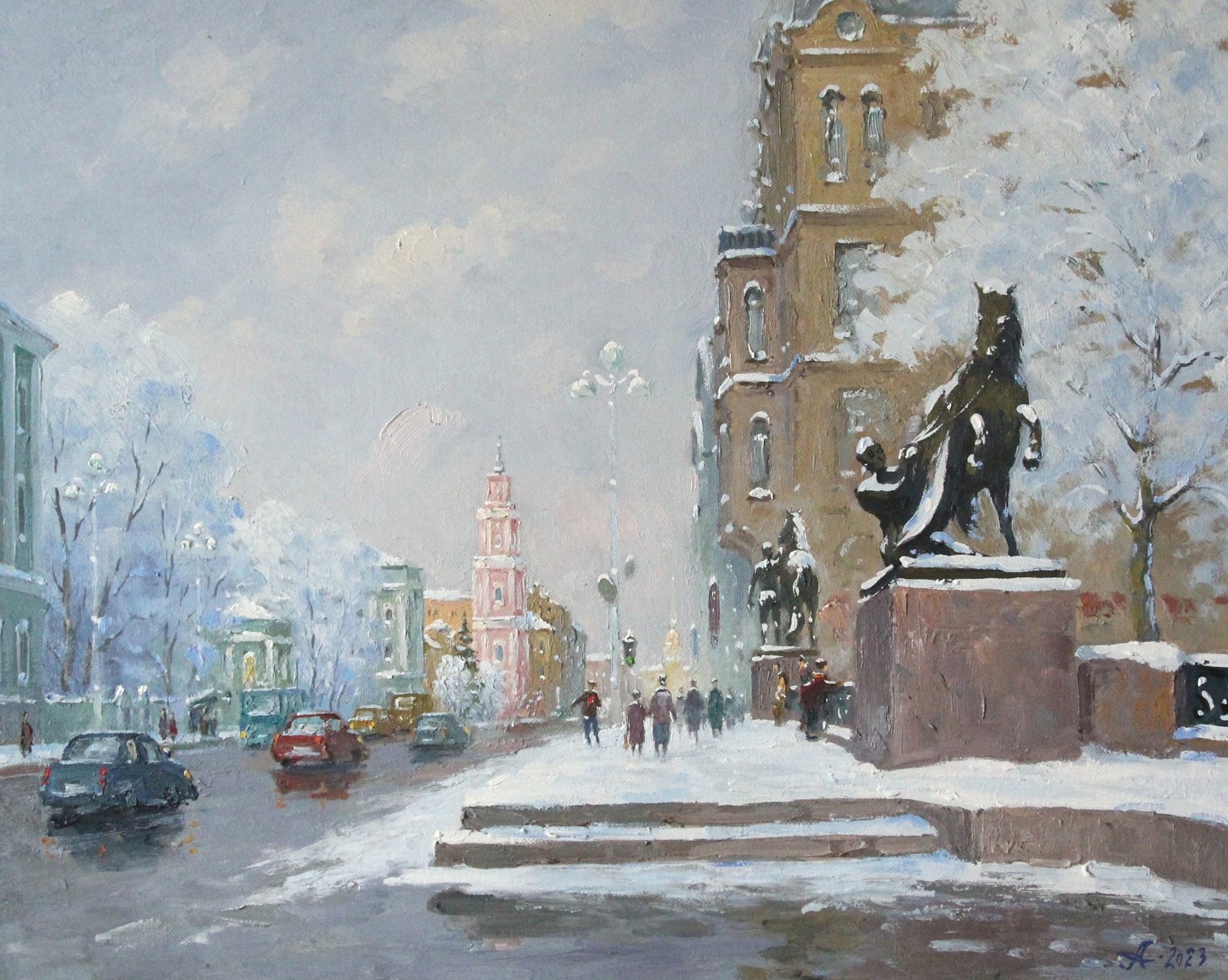 Аничков мост. Невский проспект, Александр Александровский — Масло, холст, 40 × 50 см