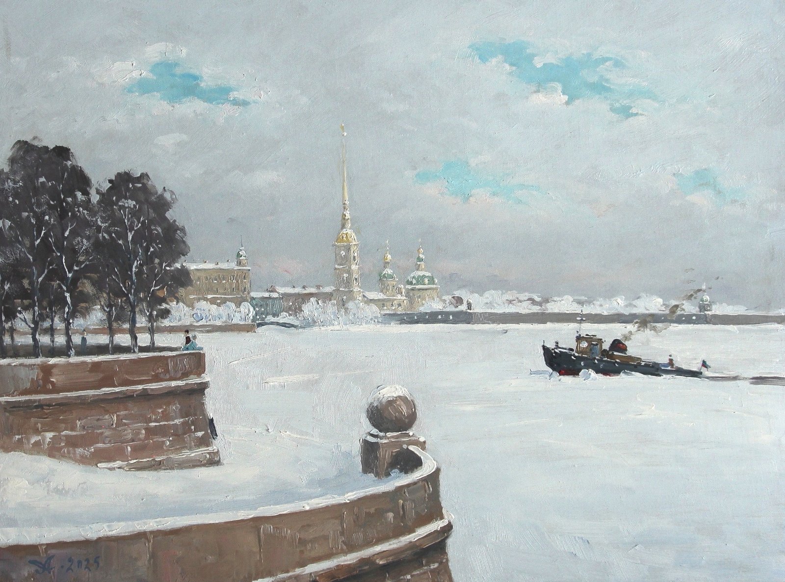 На Неве, Александр Александровский — Масло, холст, 30 × 40 см