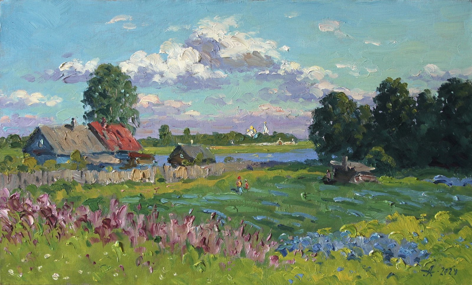 Иван-чай, Сухона, Александр Александровский — Масло, холст, 30 × 50 см