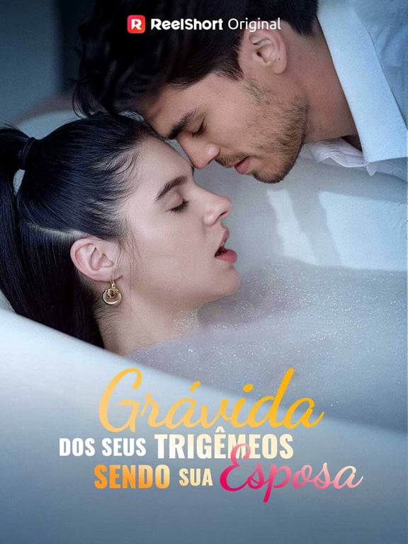Capa de Grávida dos seus trigêmeos, sendo sua esposa
