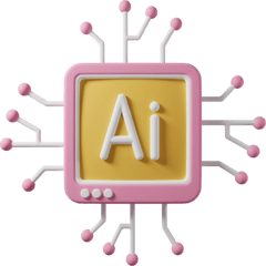 3d cpu chip with the letters AI on the chip