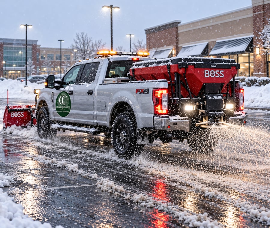 Commercial Parking Lot Snow Plowing by Cruger Contracting LLC