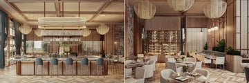 Bar area and restaurant interior