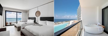 Oceanfront Queen room interior and balcony area