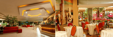 Hotel reception and restaurant
