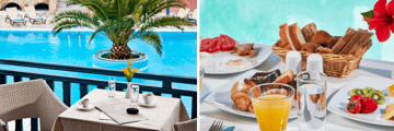 Hotel restaurant offering Mediterranean fare and American buffet breakfast