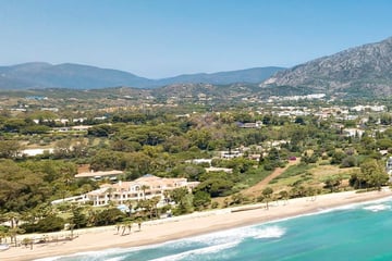 Aerial view of Casablanca and Puente Romano beach, Marbella
