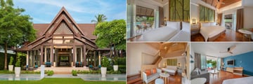 Amari Koh Samui (clockwise): Lobby, Deluxe Pool View, Deluxe Thai Village, Grand Deluxe Ocean View & Family Duplex