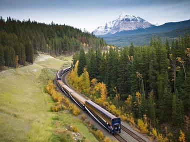 Approaching Mount Fitzwilliam on the BC Alberta border, Rocky Mountaineer