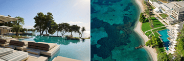 Pool and beach at the Hotel Avali