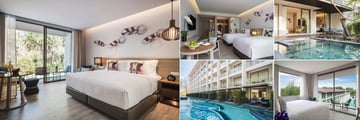 Avani+ Khao Lak Rooms (Shown clockwise) Premier, Deluxe, Two Bed Family Pool Suite, Two Bed Suite, Deluxe Pool Access 