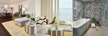 Baker's Cay Resort guest living room, balcony & bathroom
