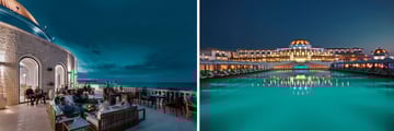 Bar at night, hotel main pool at night