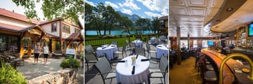 Serenity Spa, Alfresco dining at Lakeside Chophouse, Fireside Lounge and Bar, Bayshore Inn and Spa