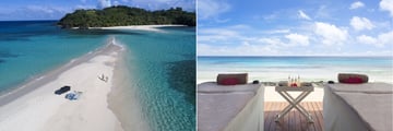 The beach and spa at Yasawa Island Resort