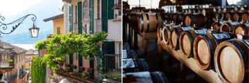Bellagio on Lake Como, and traditional balsamic vinegar barrels in Modena