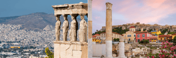 The Porch of the Caryatids, Hadrian's Library and Acropolis, Athens
