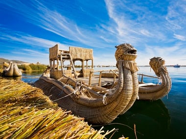 Boats in Lake Titicaca