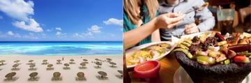 Cancun beach, local cuisine