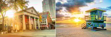 Faneuil Hall, Boston, and iconic Miami Beach