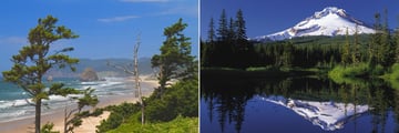 Cannon Beach and views of Mount Hood