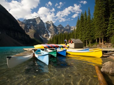 Canoes on Moraine Lake, Banff National Park