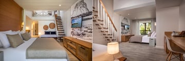 Family room in a resort with stairs to second bedroom