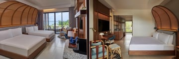 Two rooms at a hotel