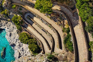 Winding road next to the sea