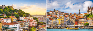 Lisbon and Porto skylines