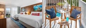 Deluxe room and balcony in a hotel