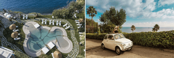 Aerial pool view, sea views