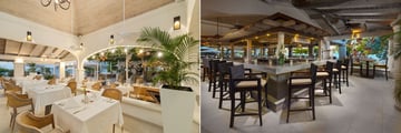 Dining areas at a beach resort