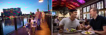 Views of Grand Destino Tower, Disney's Coronado Springs Resort, and dining at Toledo - Tapas, Steak & Seafood