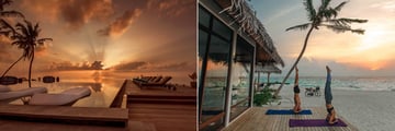 infinity pool and yoga at Fushifaru Maldives