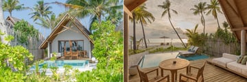 pool beach villas at Fushifaru Maldives