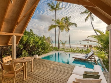 pool beach villa at Fushifaru Maldives
