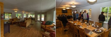Great Bear Lodge, Lounge and Watching Otters From the Dining Area