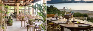 Dining at the Mediterranean restaurant, and the Beach Club