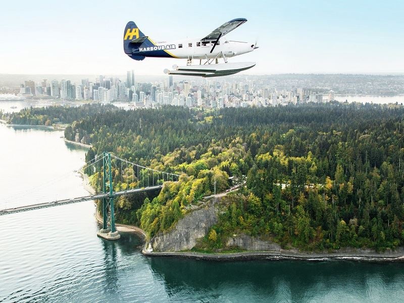 harbour air flying over vancouver