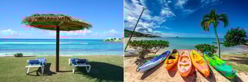 Loungers and watersports on the beach