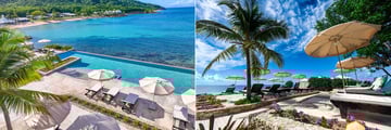 Infinity pool and loungers in a resort