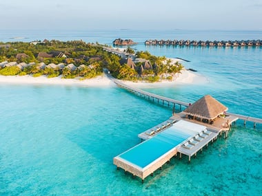Aerial view of resort in the Maldives