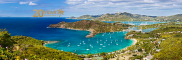 Aerial view of Antigua's coast