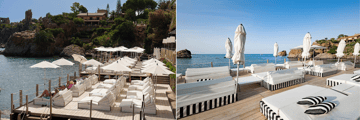 The private beach at the Hotel Alberi del Paradiso 