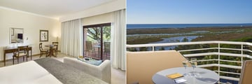 Golf Side Premium Garden View Room and Lagoon Side Premium Sea View terrace at Hotel Quinta Do Lago