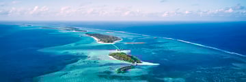 Aerial view of islands in the Maldives